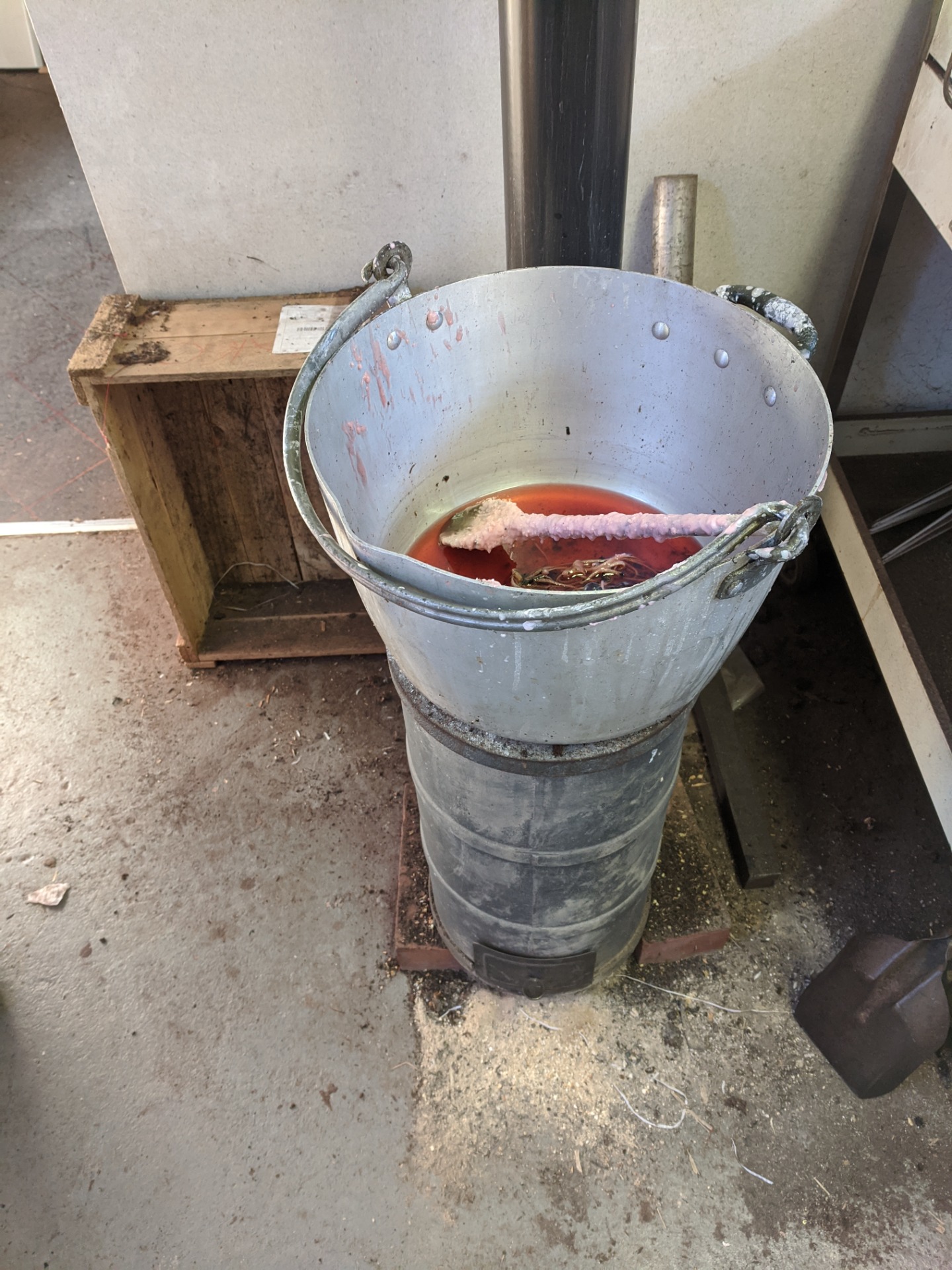 "Cooking" in the workshop - melting the wax!