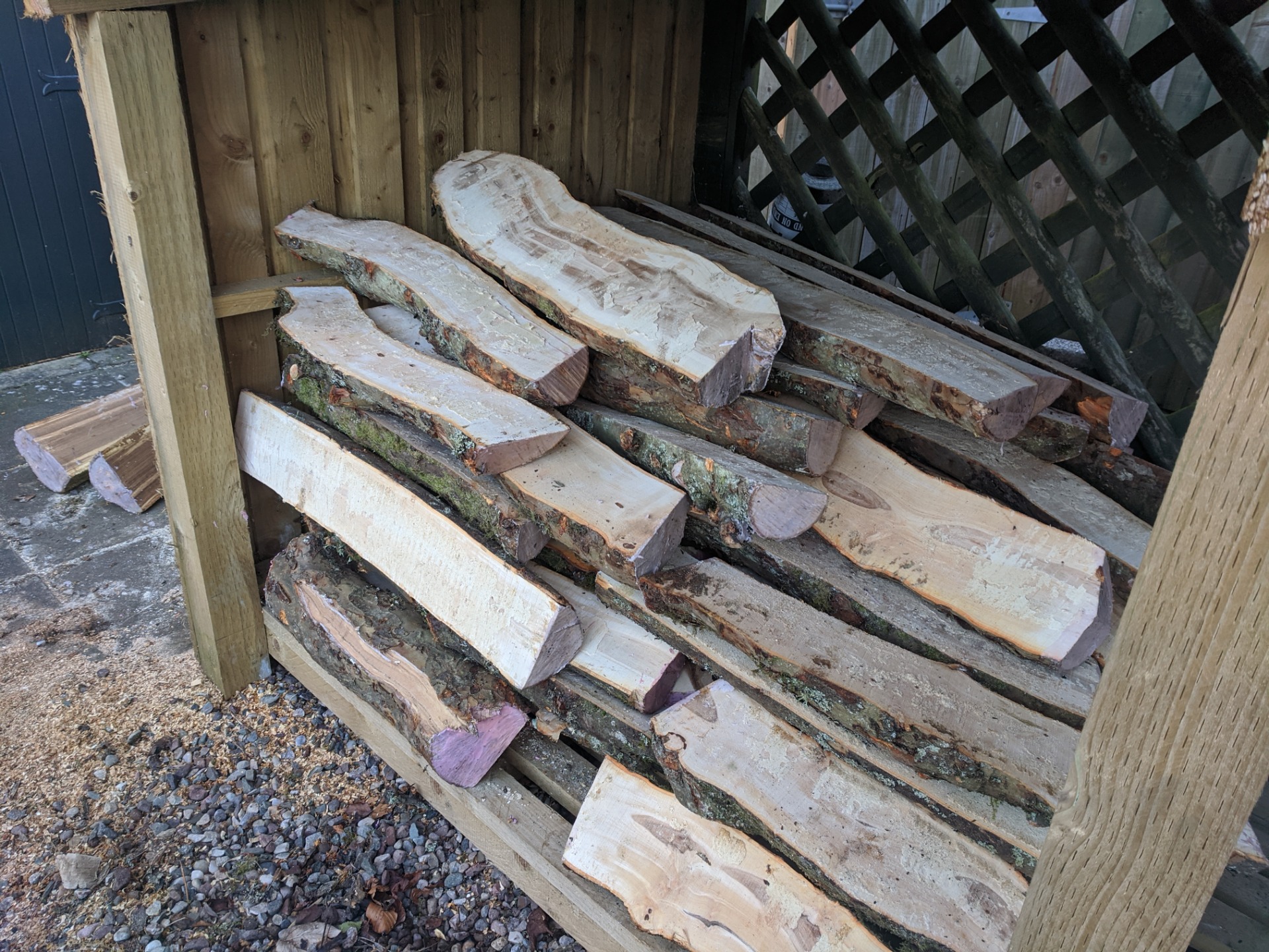 Waxed logs left to season for 5 years