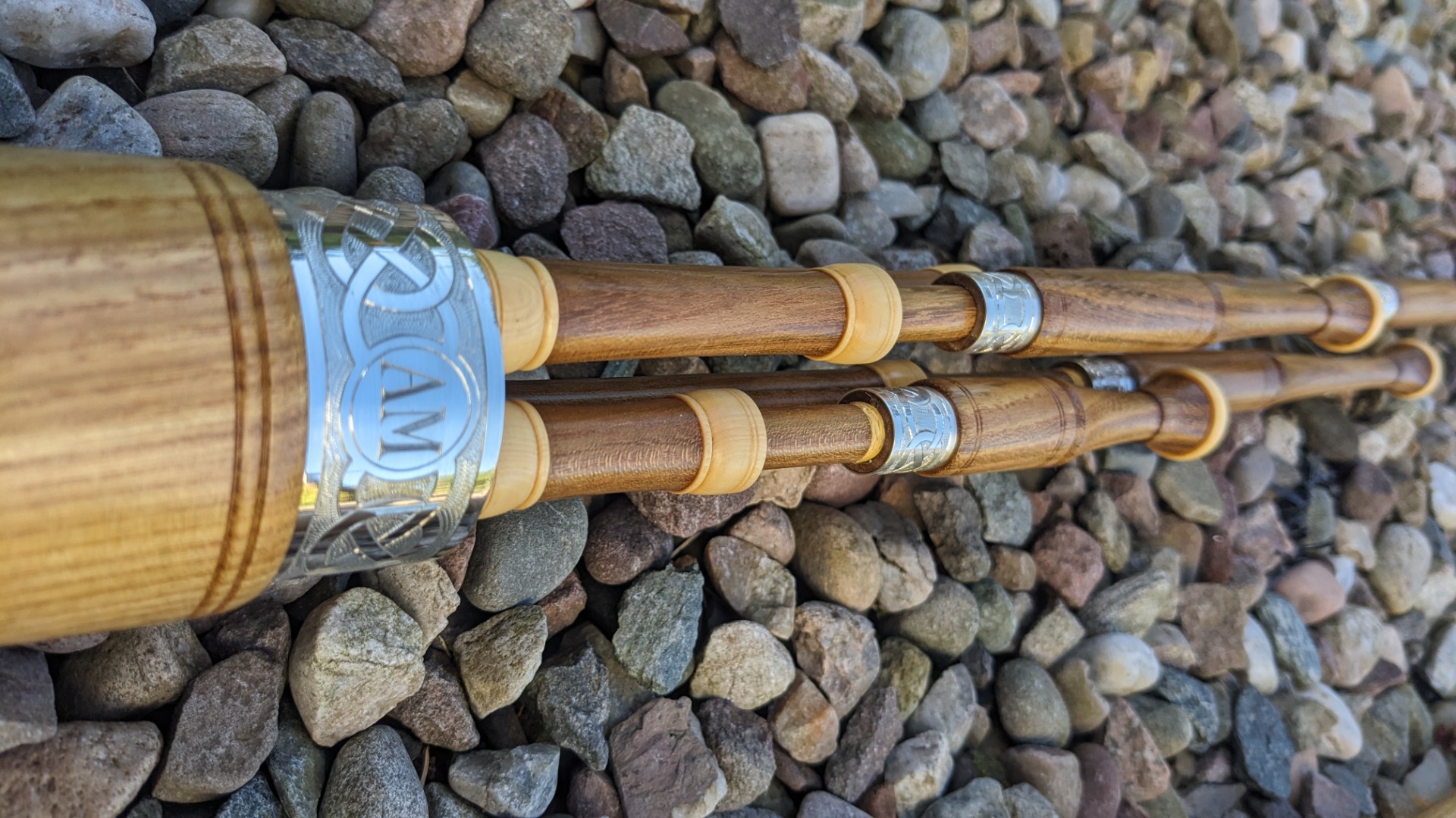 Laburnum, boxwood mounts & personalised enrgraved silver ferrules