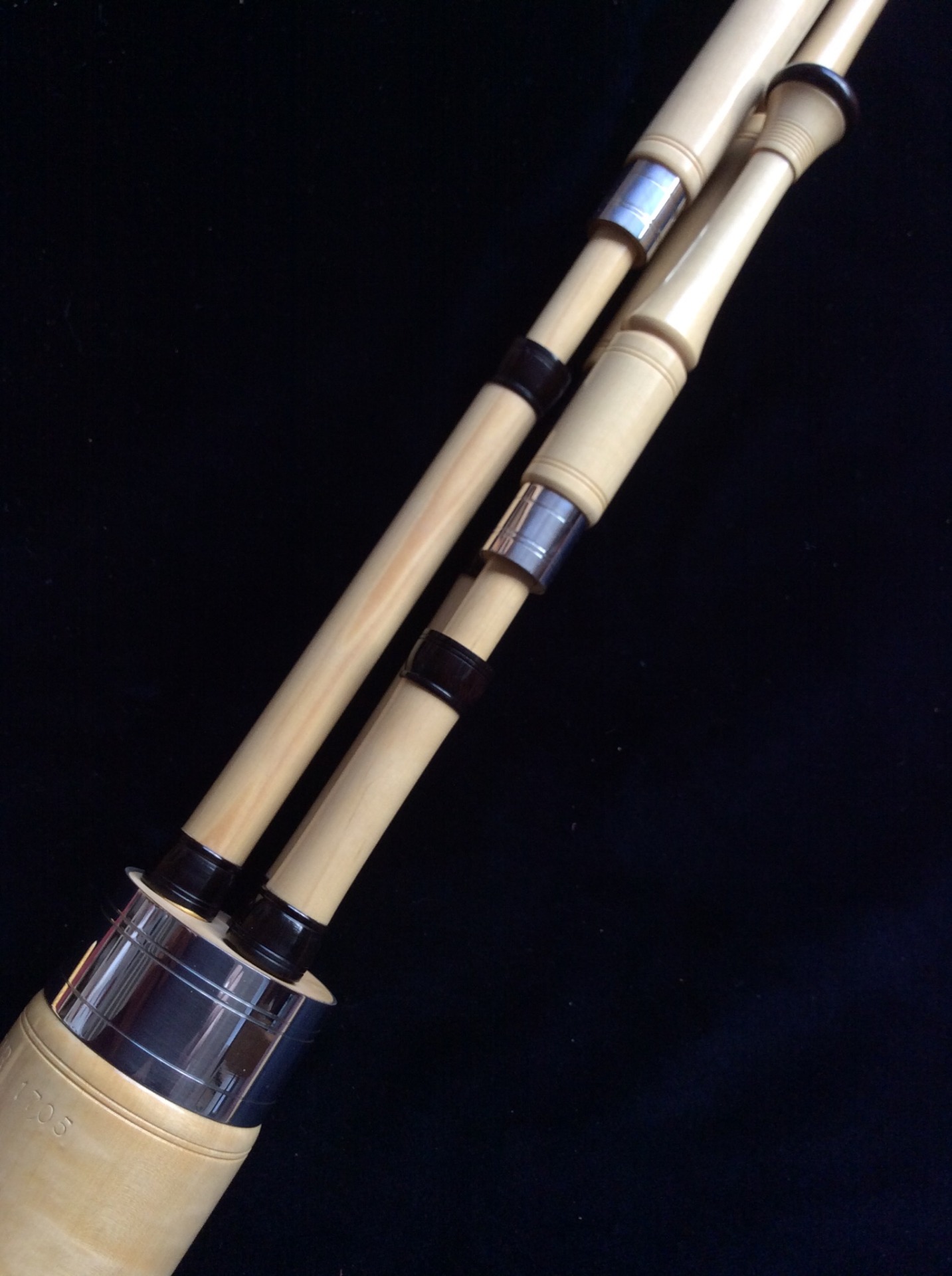 Boxwood, blackwood mounts & silver ferrules