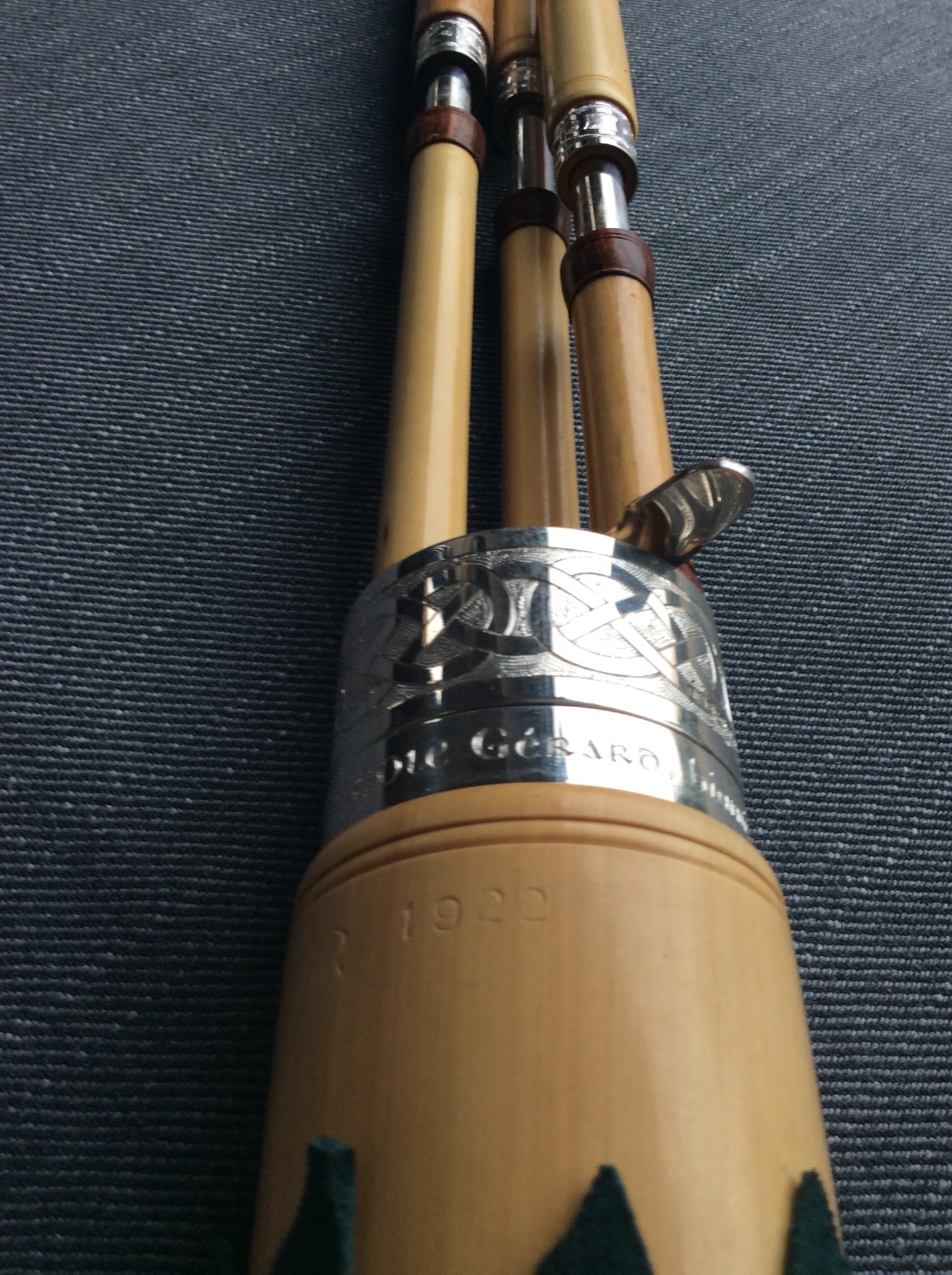 Boxwood, cocobolo mounts & personalised engraved silver ferrules